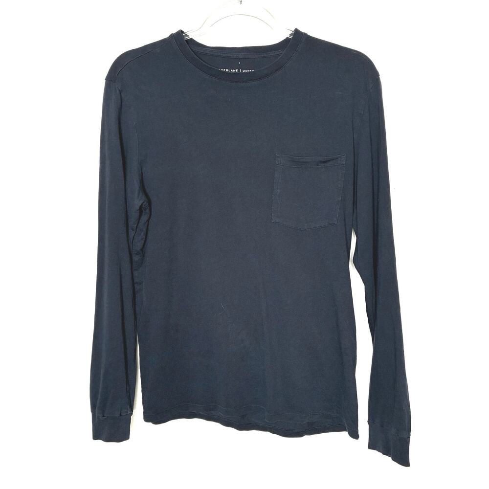 Everlane Uniform Navy Blue Long Sleeve Crew Neck Tee Organic Cotton Mens Small
